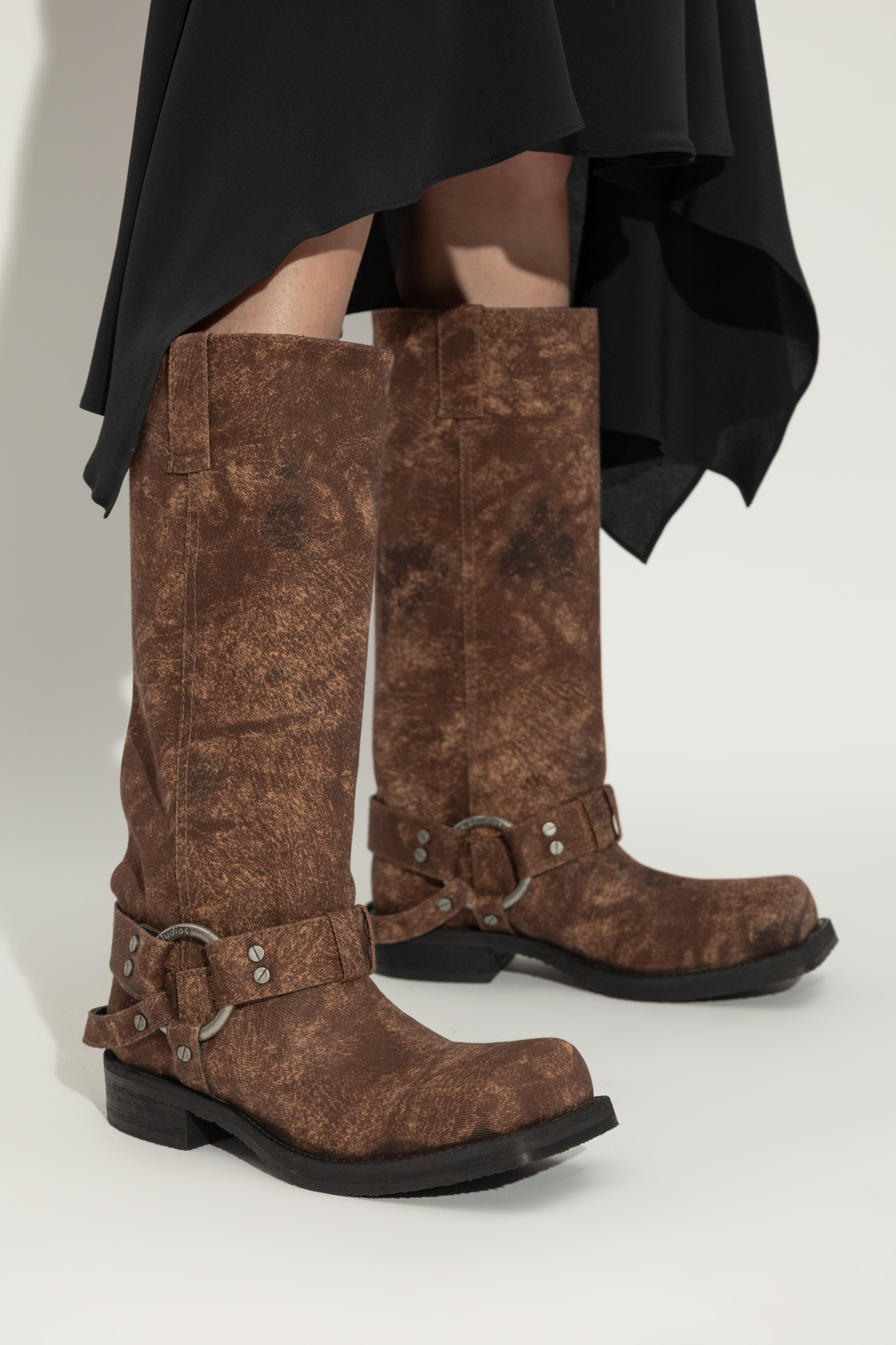 ロングブーツ ACNE STUDIOS Woman Boots Brown AD0789 BUT Acne Studios - Denim buckle boots - Rust brown